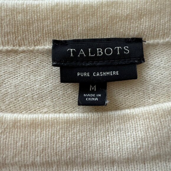 Talbots Ivory 3/4 Sleeve 100% Cashmere Sweater Size Medium - Picture 4 of 5